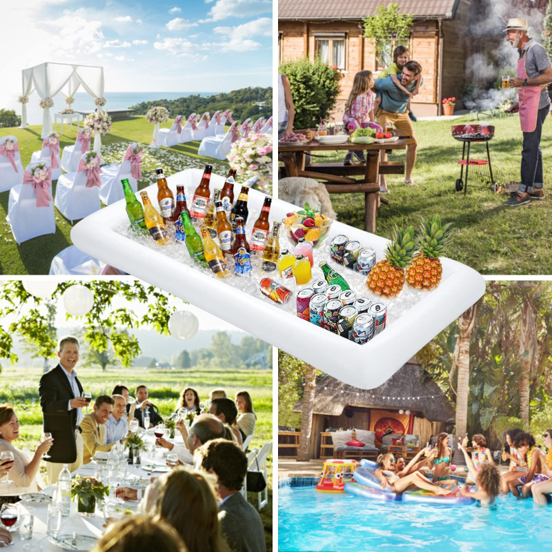 Karšto išpardavimo pripučiamas ledo baro salotų maisto ir gėrimų padėklas vaisių lėkštei vasaros vakarėliui ir stovyklavimui