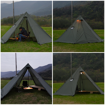 Välistingimustes telkimiseks mõeldud kuusnurkne püramiidtelk India telk päikesekaitsega veekindel torniga telk varikatusega telkimisvarustus