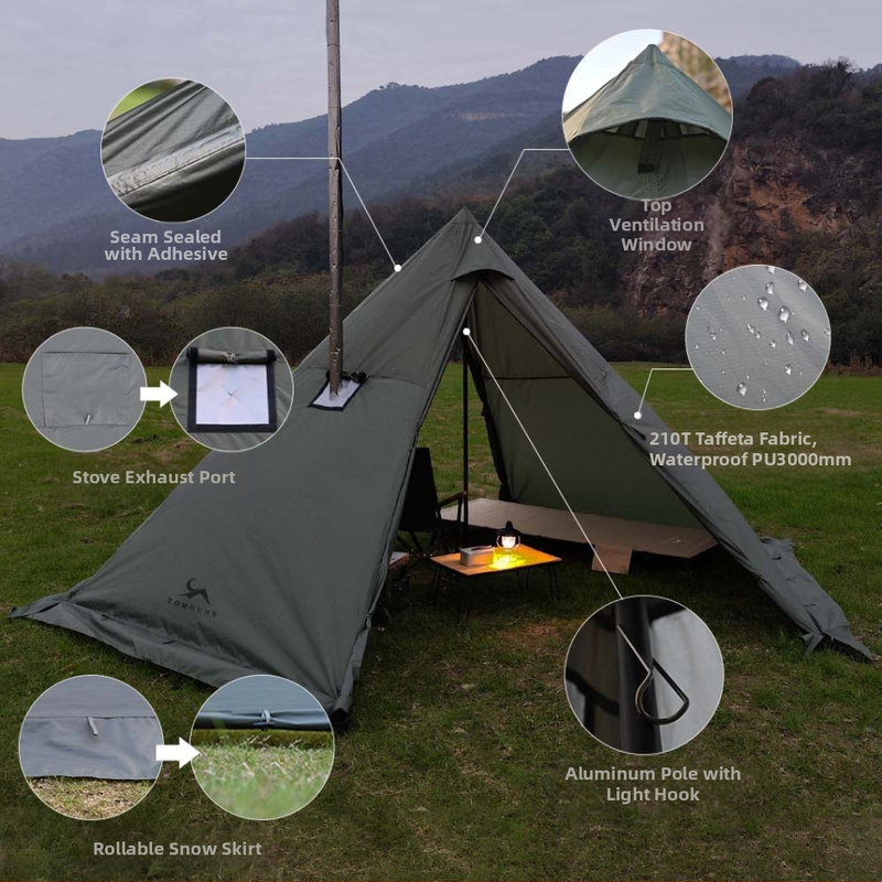 Открит къмпинг шестоъгълна пирамидална палатка Индийска палатка слънцезащита водоустойчива шпилова палатка навес къмпинг оборудване