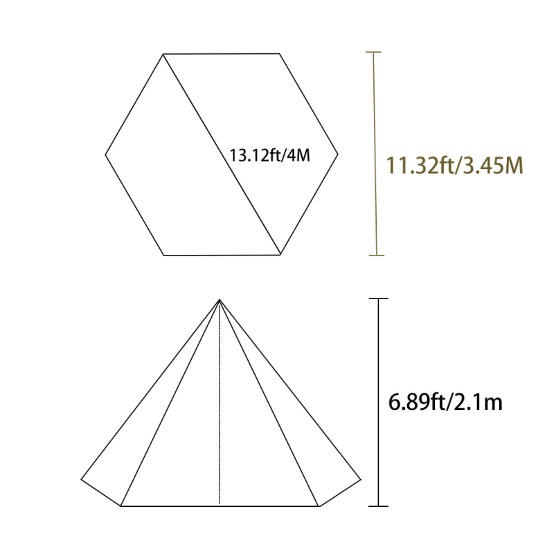 Välistingimustes telkimiseks mõeldud kuusnurkne püramiidtelk India telk päikesekaitsega veekindel torniga telk varikatusega telkimisvarustus
