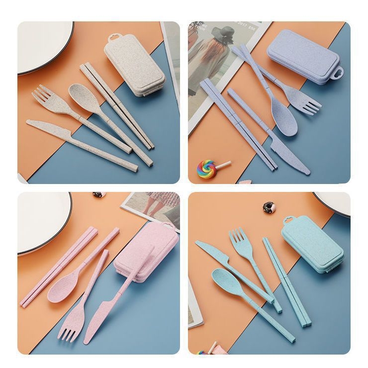 Összecsukható evőeszközkészlet Diákoknak Hordozható Utazó Evőpálcika Kanál Villa Öt darabos készlet Tárolás Kültéri Egyéb