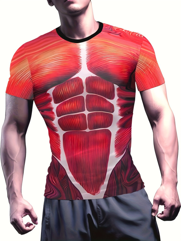 raktáron első új tiger férfi sport fitnesz 3D férfi rövid ujjú póló, magas szárú, rugalmas, feszes, gyári outlet