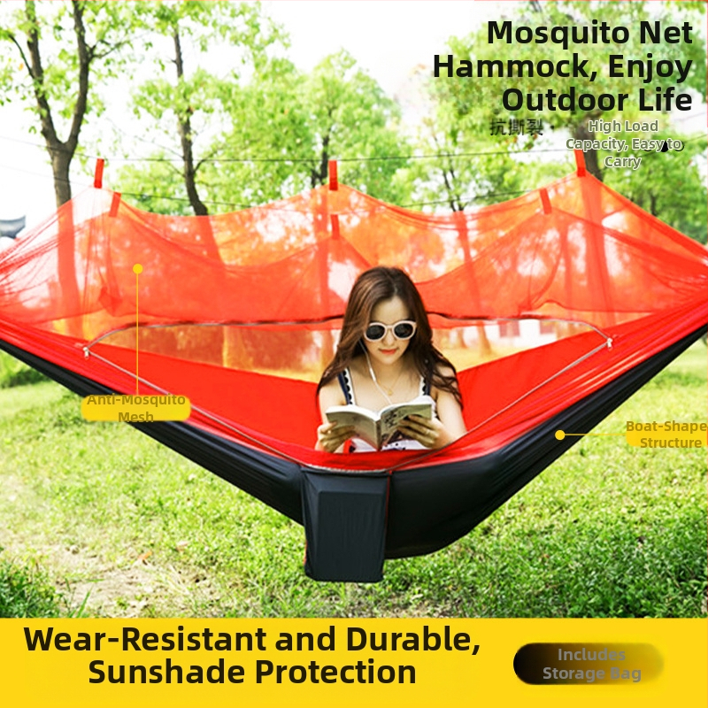 Automātiski ātri atverams moskītu tīkls šūpuļtīkls pret odiem, vienvietīgs, divvietīgs, neilona, izpletņlēciena auduma šūpuļtīkls, āra kempinga piederumi