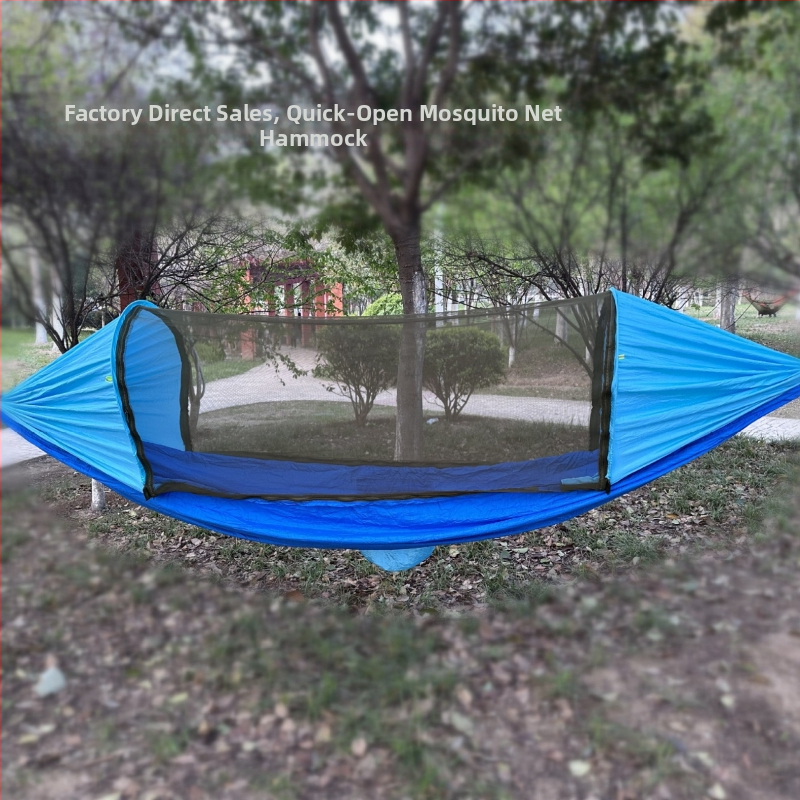 Автоматичен бързо отварящ се хамак против комари, хамак против комари, единичен двоен найлонов плат с парашут, хамак за къмпинг на открито