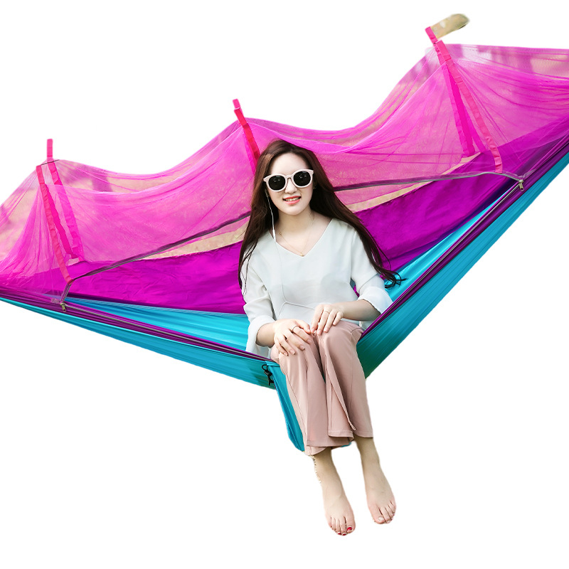 Automātiski ātri atverams moskītu tīkls šūpuļtīkls pret odiem, vienvietīgs, divvietīgs, neilona, izpletņlēciena auduma šūpuļtīkls, āra kempinga piederumi