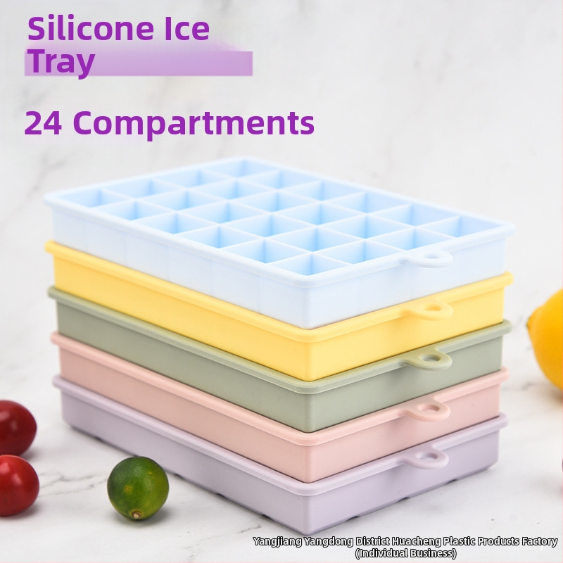 Kryžminis kvadratinis silikoninis ledo kubelis, 24 grotelių buitinių ledų formelė, maistinė, kūrybinga „pasidaryk pats“ ledo gaminimo mašina, ledo kubelio formelė