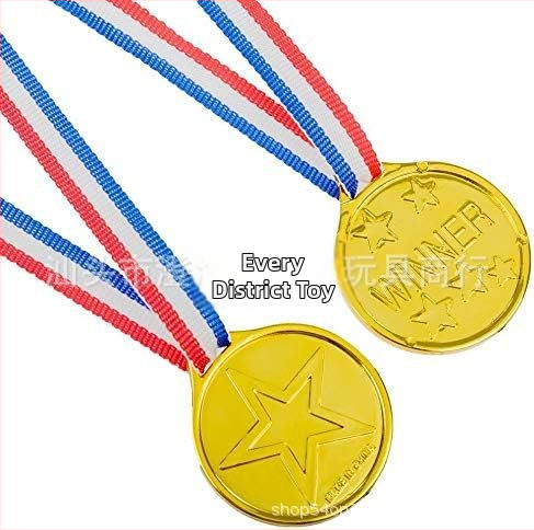 Трансграничен играчка медал пластмасов златен медал детски играчки парти доставки петзвезден детски медал с предпазна катарама
