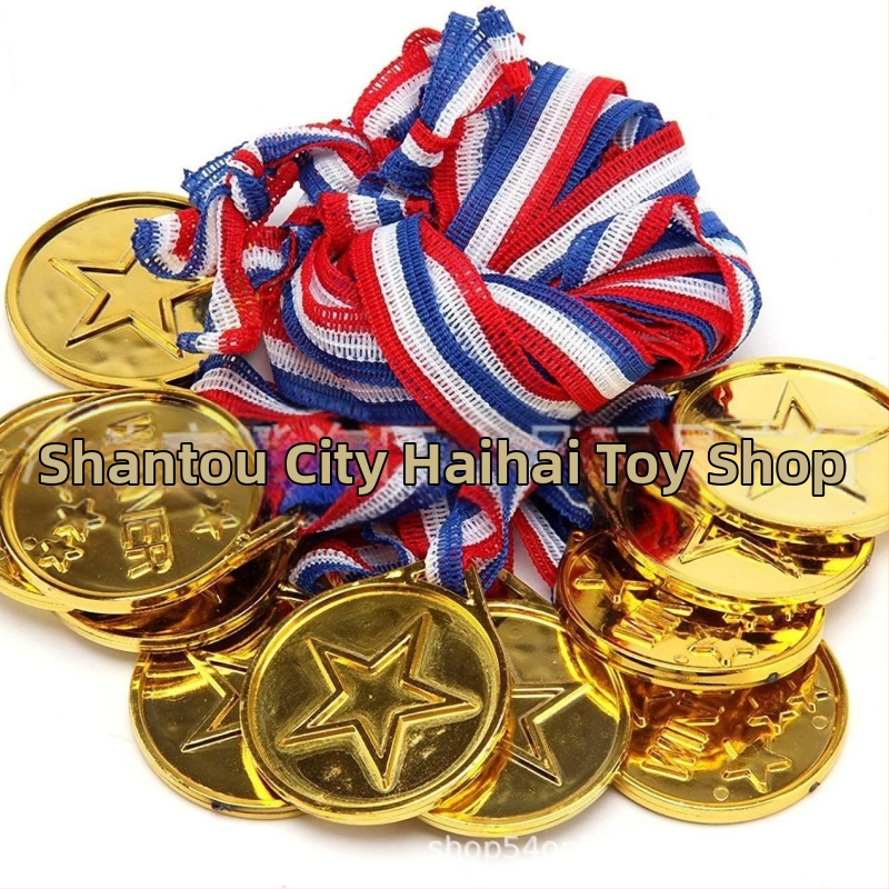 Трансграничен играчка медал пластмасов златен медал детски играчки парти доставки петзвезден детски медал с предпазна катарама