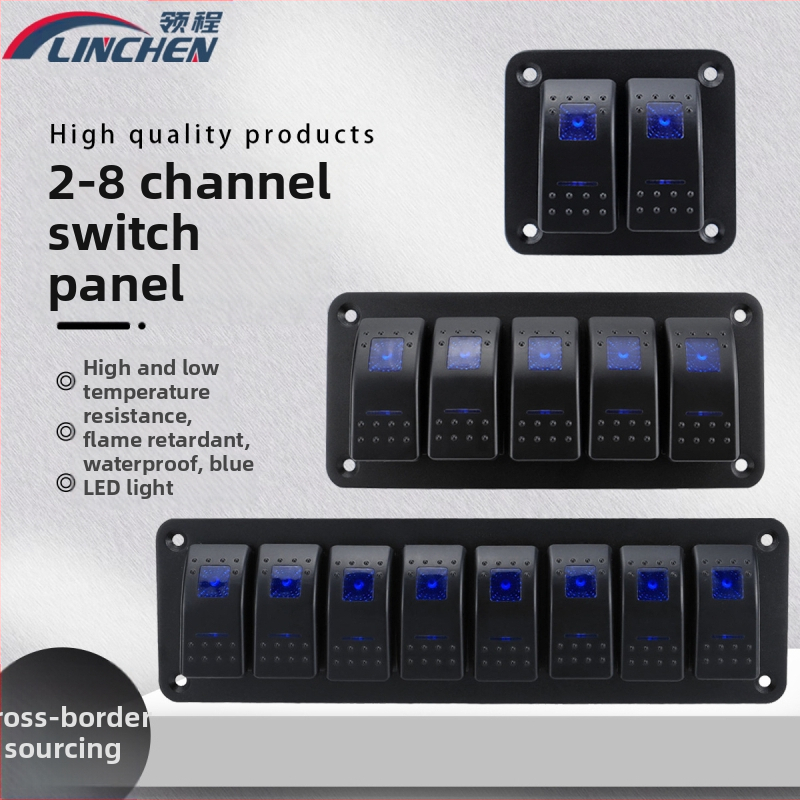 Auto merelüliti sinise valgusega klapipaneeliga auto modifitseeritud mitmepositsiooniline klapilüliti kombinatsioonplaat DC12-24V