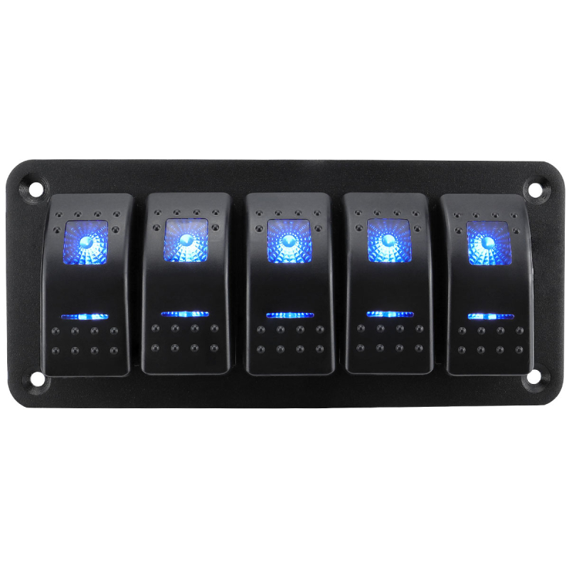 Auto merelüliti sinise valgusega klapipaneeliga auto modifitseeritud mitmepositsiooniline klapilüliti kombinatsioonplaat DC12-24V