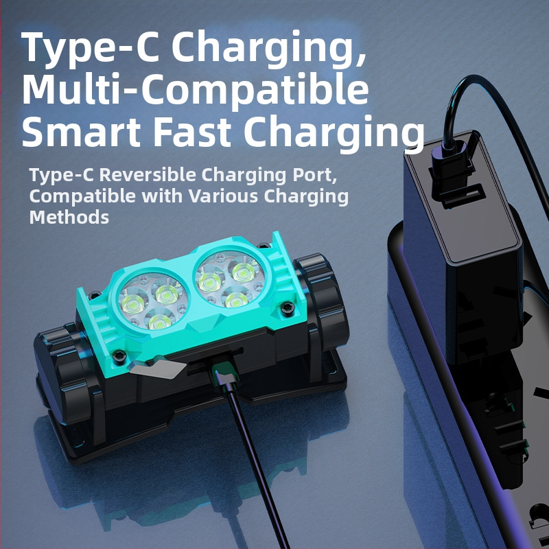 Многоексплозивен външен къмпинг зареждащ фар 6led подсветка лек магнитен фар за глава строителна площадка каска минна лампа