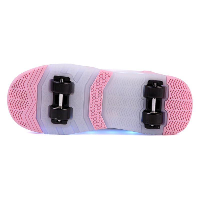 Vaikiški „heloo“ batai mergaitėms su keturiais ratukais, LED šviesos pačiūžos, berniukų pačiūžos, įkrovimo sportbačiai su ratukais