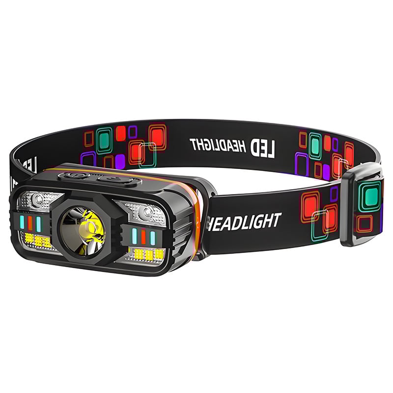 Határokon átnyúló intelligens indukciós kis fényszóró, többfunkciós, több fényforrással tölthető kültéri fejre szerelhető zseblámpa, éjszakai horgászlámpa nagykereskedelemben