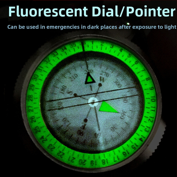 Πυξίδα από κράμα κατασκευαστή K4074, υψηλής ακρίβειας, πολυλειτουργική, φωτεινή, εξωτερική πυξίδα επιβίωσης με μετρητή κλίσης