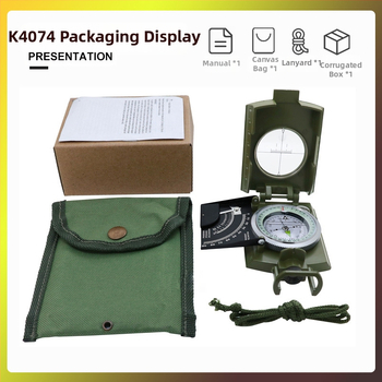 Πυξίδα από κράμα κατασκευαστή K4074, υψηλής ακρίβειας, πολυλειτουργική, φωτεινή, εξωτερική πυξίδα επιβίωσης με μετρητή κλίσης