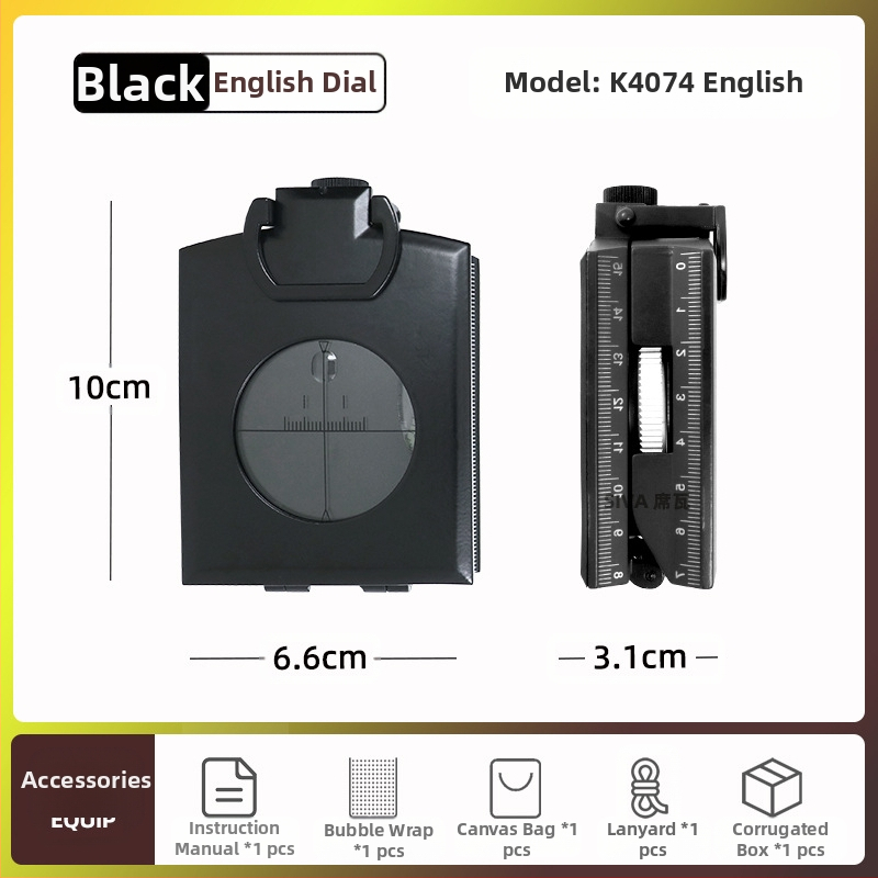 Gamintojo K4074 lydinio kompasas, didelio tikslumo daugiafunkcis šviečiantis išgyvenimo lauko kompasas su nuolydžio matuokliu