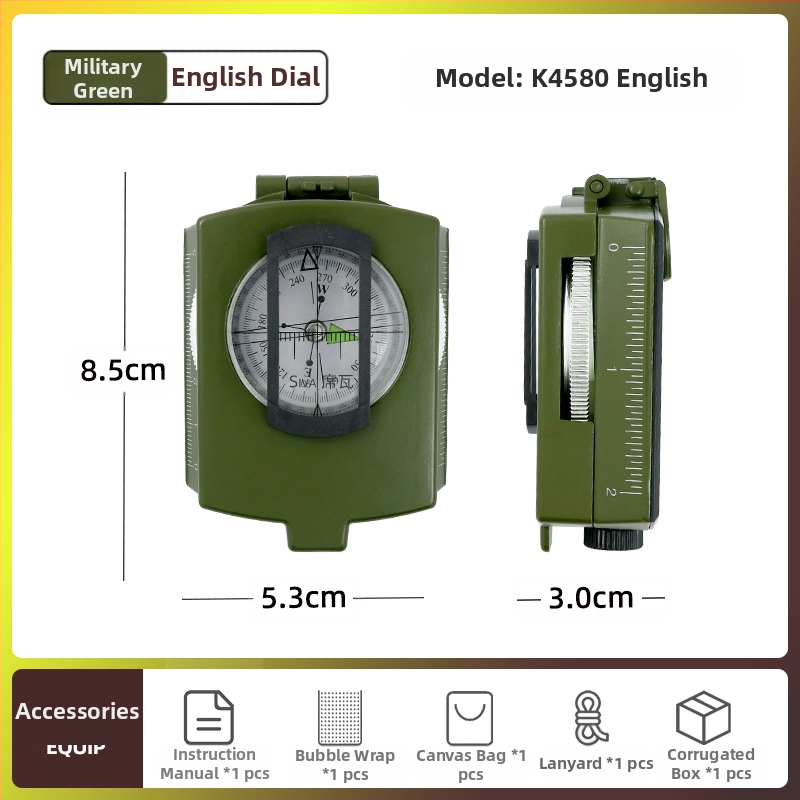 Gamintojo K4074 lydinio kompasas, didelio tikslumo daugiafunkcis šviečiantis išgyvenimo lauko kompasas su nuolydžio matuokliu