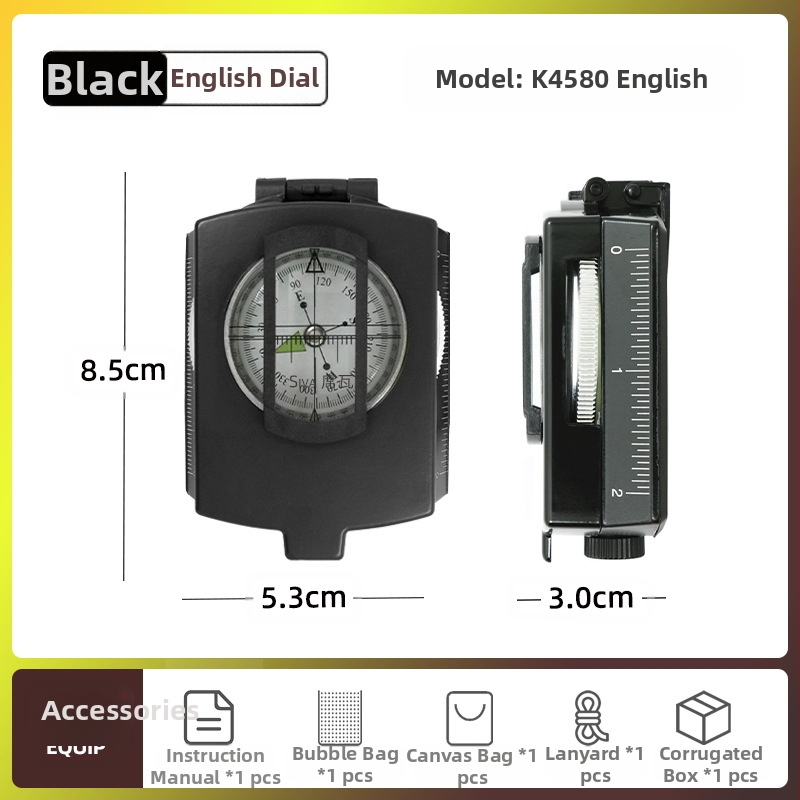 Gamintojo K4074 lydinio kompasas, didelio tikslumo daugiafunkcis šviečiantis išgyvenimo lauko kompasas su nuolydžio matuokliu