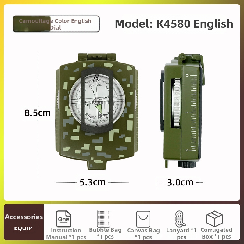 Gamintojo K4074 lydinio kompasas, didelio tikslumo daugiafunkcis šviečiantis išgyvenimo lauko kompasas su nuolydžio matuokliu