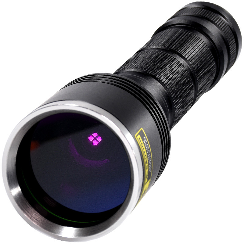 UV juodas veidrodinis violetinis šviesa identifikuoja tabaką ir alkoholį 365 nm spinduliu pagal „Jade Jade“ fluorescencijos aptikimą, stiprią ultravioletinę žibintuvėlį