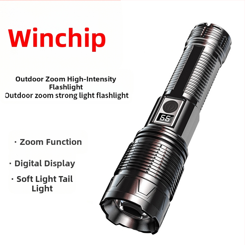 Naujas tarpvalstybinis baltas lazerinis žibintuvėlis, itin ryškus didelio nuotolio TYPE-C lauko nešiojamas skaitmeninis ekranas su priartinimu, COB galinis žibintuvėlis