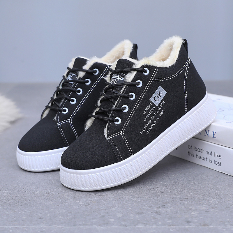 Téli pamutcipők Női vastag talpú, gyapjúval bélelt, vastag, meleg bőr, meleg, alkalmi, vízálló, csúszásmentes, kültéri hócipők diákoknak