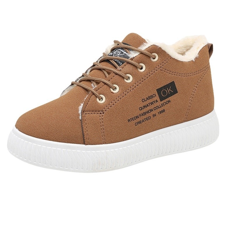 Téli pamutcipők Női vastag talpú, gyapjúval bélelt, vastag, meleg bőr, meleg, alkalmi, vízálló, csúszásmentes, kültéri hócipők diákoknak