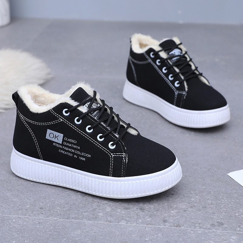 Téli pamutcipők Női vastag talpú, gyapjúval bélelt, vastag, meleg bőr, meleg, alkalmi, vízálló, csúszásmentes, kültéri hócipők diákoknak