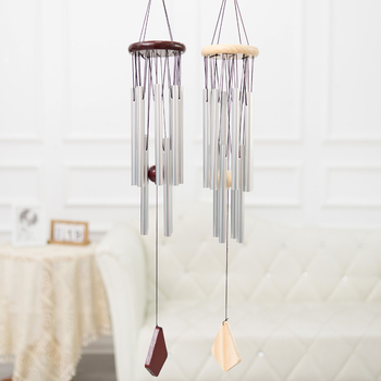 Piiriülene kahekihiline alumiiniumtorust tuulekell, loominguline 12-toruline täispuidust metallist tuulekell, koduripats, puidust kaunistused, käsitöö