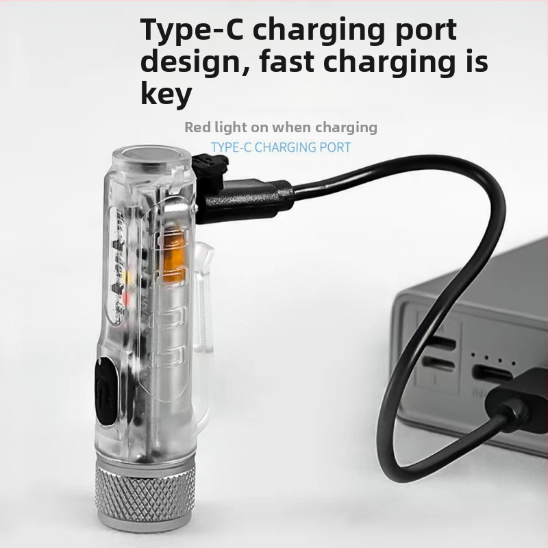 LED mini baterka, varovanie pred dlhým záberom, silné svetlo, nabíjanie, prívesok na kľúče, prenosná baterka, vonkajšia lampa s klipom na krytku