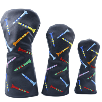 Ξύλινο κάλυμμα μπαστουνιού γκολφ με λευκό κάλυμμα μαύρου καπακιού σε απόθεμα, αξεσουάρ γκολφ