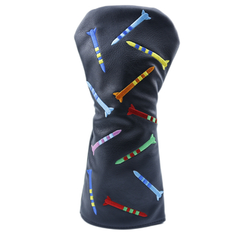 Ξύλινο κάλυμμα μπαστουνιού γκολφ με λευκό κάλυμμα μαύρου καπακιού σε απόθεμα, αξεσουάρ γκολφ