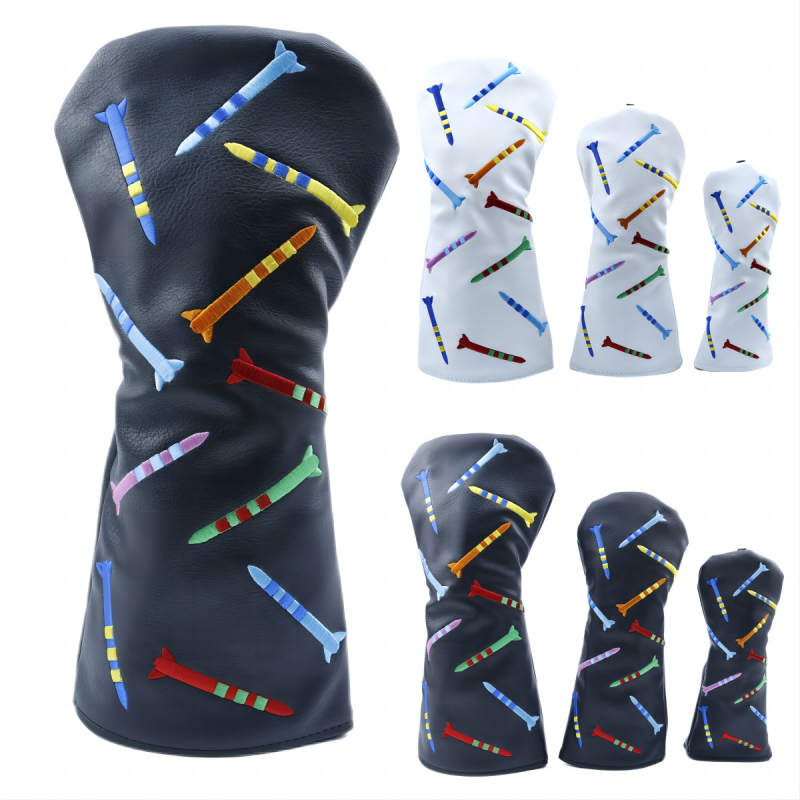 golfo lazdos medinis uždangalas, raketinis, baltas, juodas kepuraitės uždangalas, golfo aksesuarai sandėlyje