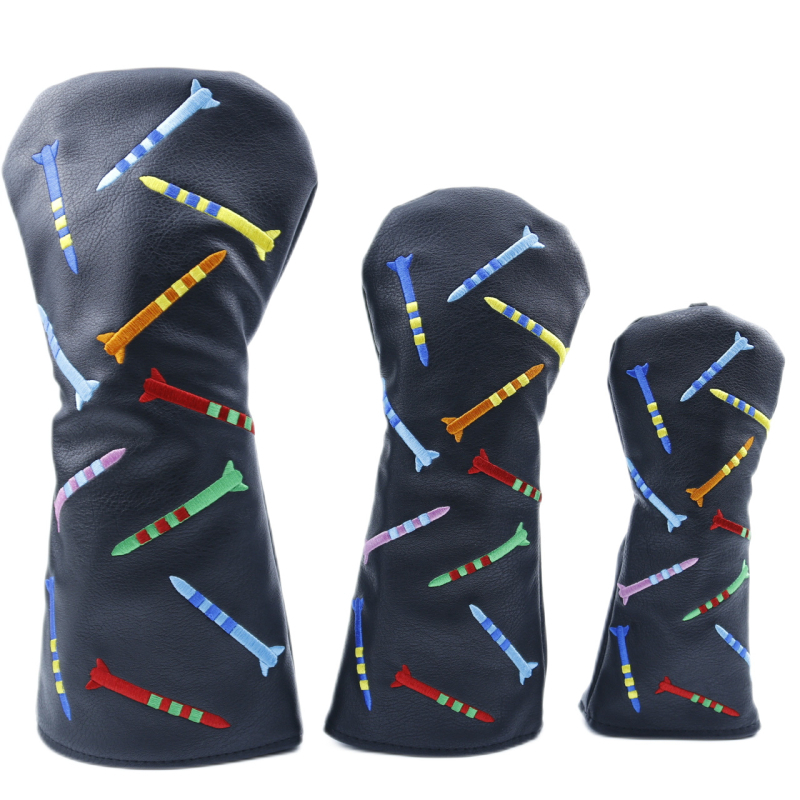 golfo lazdos medinis uždangalas, raketinis, baltas, juodas kepuraitės uždangalas, golfo aksesuarai sandėlyje