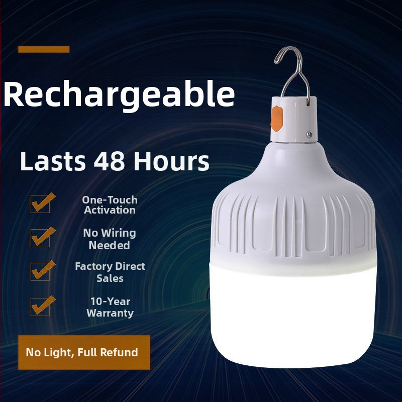 Strāvas padeves pārtraukuma avārijas apgaismojums nakts tirgus stends mobilā uzlādes spuldze mājas enerģiju taupošs stenda apgaismojums kempings super spilgta LED spuldze.