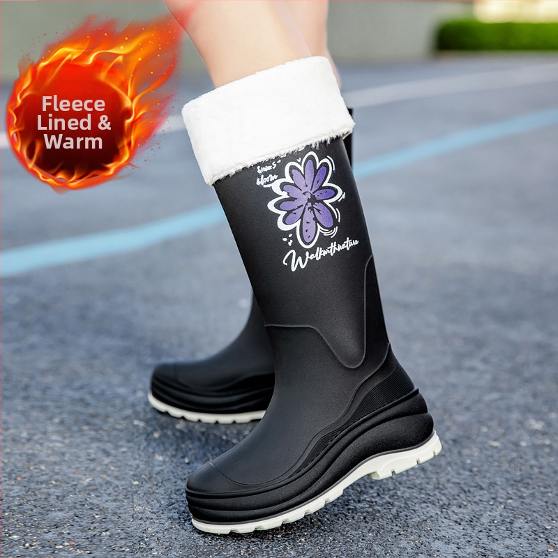 Didmeninė prekyba moteriškais guminiais batais, storu dugnu, ilgais vamzdžiais, neslystančiais, vandeniui atspariais, aukštu guminiu pamušalu, atspariais dilimui, batais virtuvei, lauko darbams.