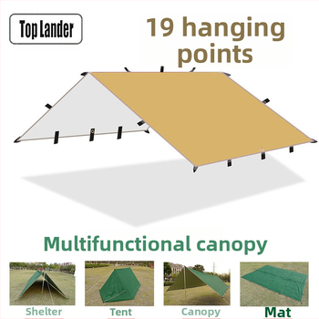 Välistingimustes telkimiseks mõeldud multifunktsionaalne ruudukujuline varikatusega telk, vihmakindel päikesekaitse, hõbetatud varikatusega telkimisgrilli varikatus