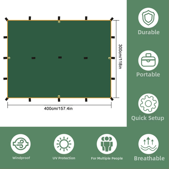 Välistingimustes telkimiseks mõeldud multifunktsionaalne ruudukujuline varikatusega telk, vihmakindel päikesekaitse, hõbetatud varikatusega telkimisgrilli varikatus