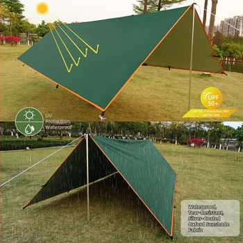 Välistingimustes telkimiseks mõeldud multifunktsionaalne ruudukujuline varikatusega telk, vihmakindel päikesekaitse, hõbetatud varikatusega telkimisgrilli varikatus