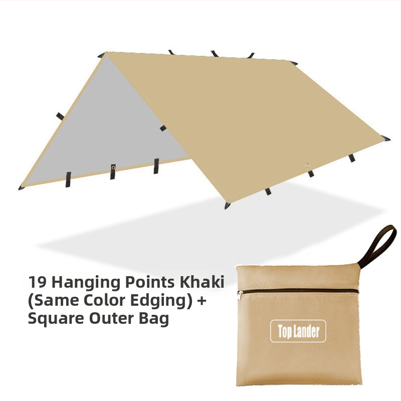 Välistingimustes telkimiseks mõeldud multifunktsionaalne ruudukujuline varikatusega telk, vihmakindel päikesekaitse, hõbetatud varikatusega telkimisgrilli varikatus