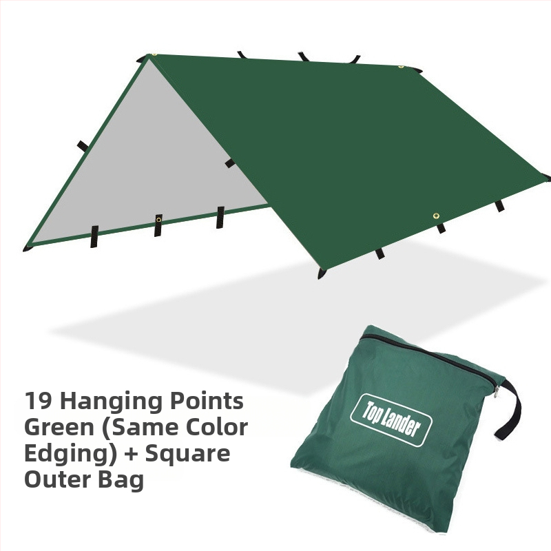 Välistingimustes telkimiseks mõeldud multifunktsionaalne ruudukujuline varikatusega telk, vihmakindel päikesekaitse, hõbetatud varikatusega telkimisgrilli varikatus