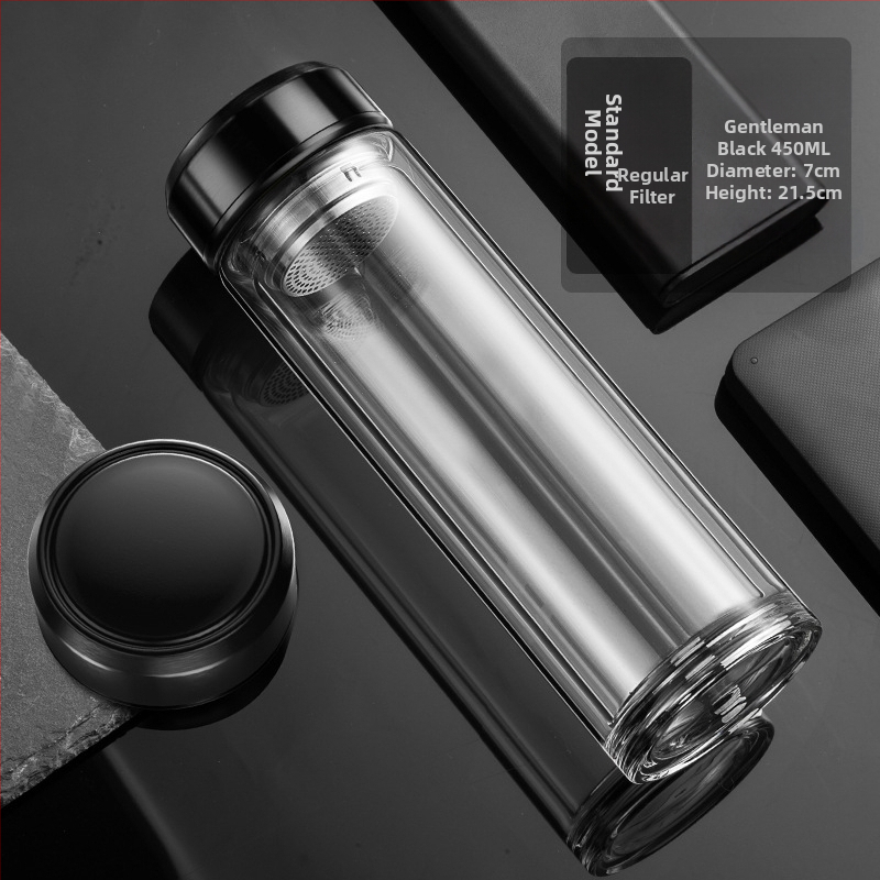 BK9K Nagykereskedelmi Okos Dupla Üveges Vízpohár Férfi Otthoni Kényelmes Teáspohár Nagy Kapacitású, Magas Hőmérsékletnek Ellenálló Tea