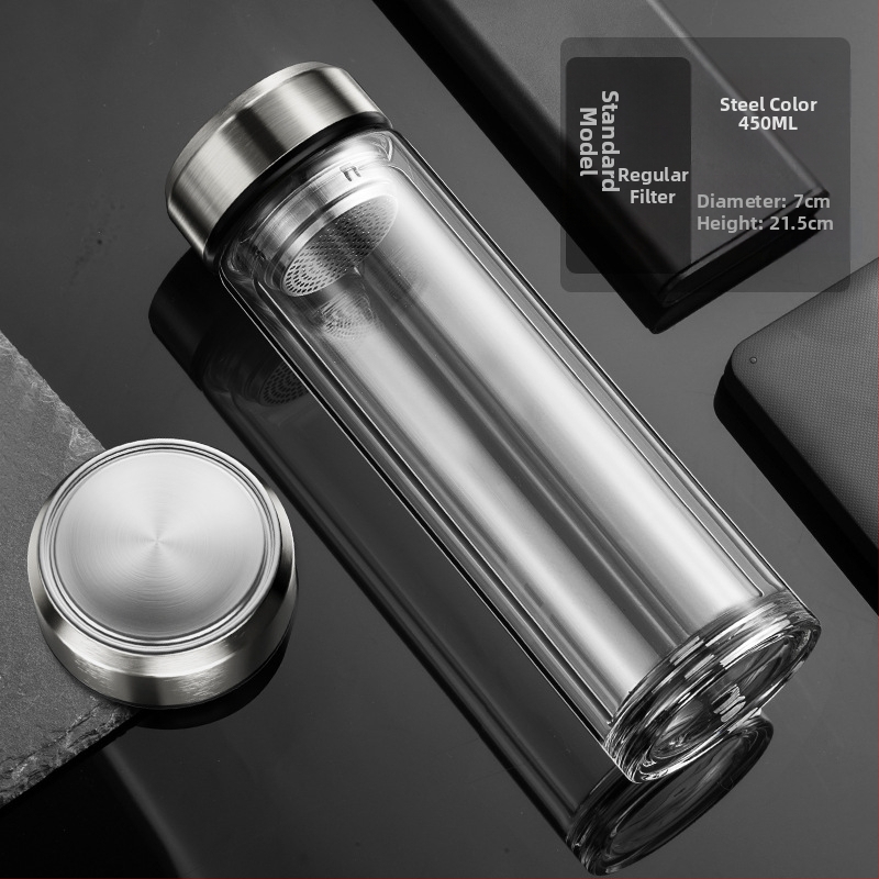 BK9K Nagykereskedelmi Okos Dupla Üveges Vízpohár Férfi Otthoni Kényelmes Teáspohár Nagy Kapacitású, Magas Hőmérsékletnek Ellenálló Tea