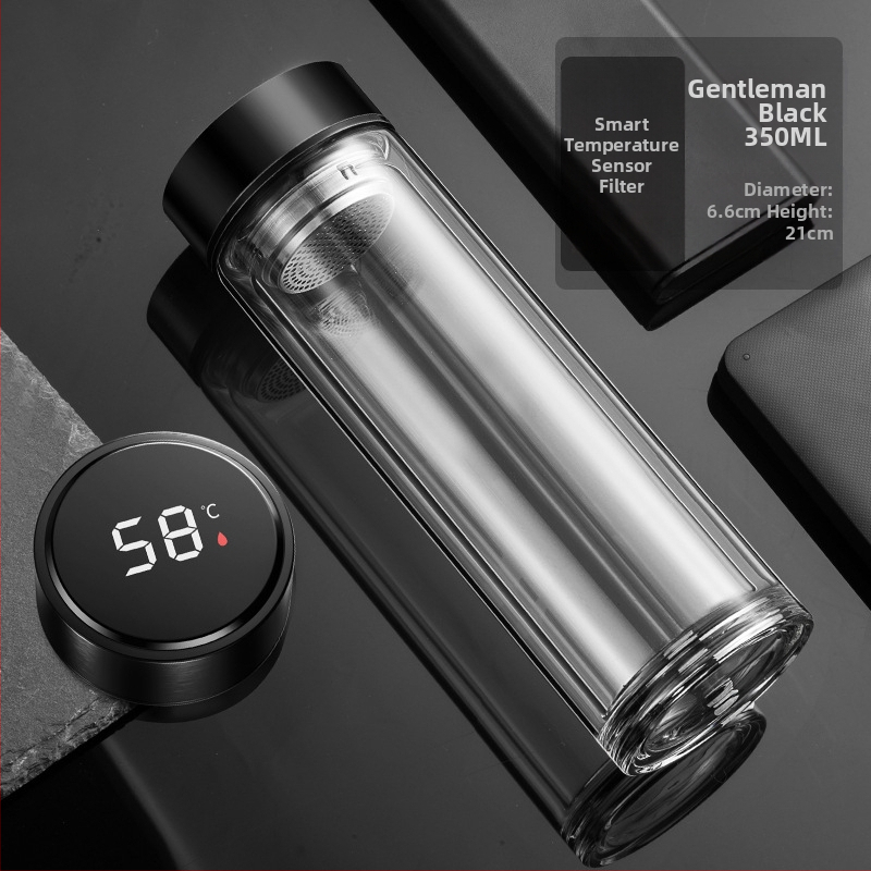 BK9K Nagykereskedelmi Okos Dupla Üveges Vízpohár Férfi Otthoni Kényelmes Teáspohár Nagy Kapacitású, Magas Hőmérsékletnek Ellenálló Tea