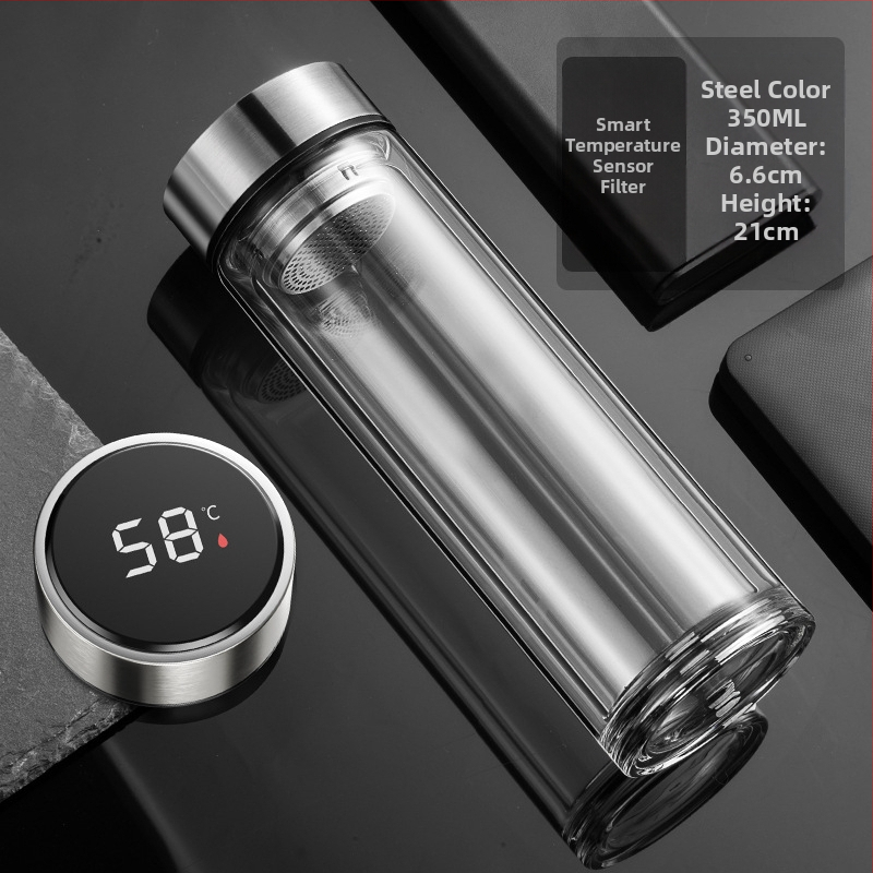 BK9K Nagykereskedelmi Okos Dupla Üveges Vízpohár Férfi Otthoni Kényelmes Teáspohár Nagy Kapacitású, Magas Hőmérsékletnek Ellenálló Tea