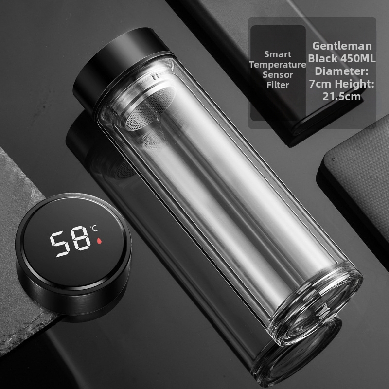 BK9K Nagykereskedelmi Okos Dupla Üveges Vízpohár Férfi Otthoni Kényelmes Teáspohár Nagy Kapacitású, Magas Hőmérsékletnek Ellenálló Tea