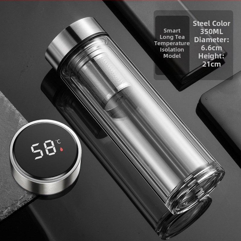 BK9K Nagykereskedelmi Okos Dupla Üveges Vízpohár Férfi Otthoni Kényelmes Teáspohár Nagy Kapacitású, Magas Hőmérsékletnek Ellenálló Tea