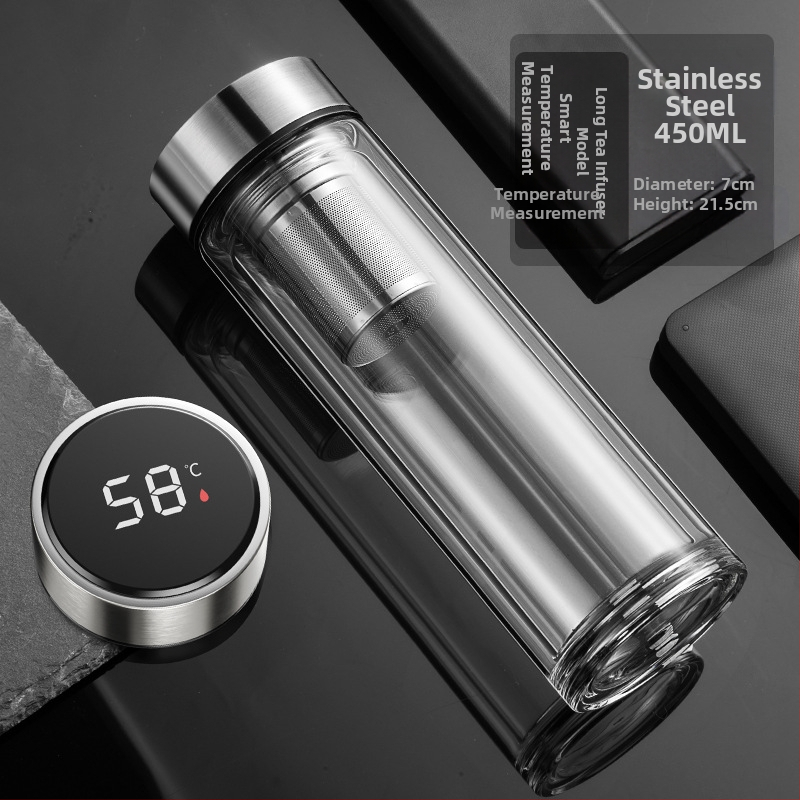 BK9K Nagykereskedelmi Okos Dupla Üveges Vízpohár Férfi Otthoni Kényelmes Teáspohár Nagy Kapacitású, Magas Hőmérsékletnek Ellenálló Tea