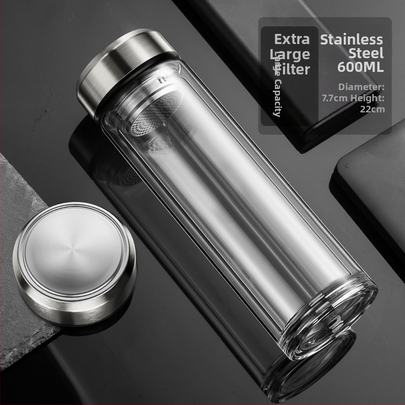 BK9K Nagykereskedelmi Okos Dupla Üveges Vízpohár Férfi Otthoni Kényelmes Teáspohár Nagy Kapacitású, Magas Hőmérsékletnek Ellenálló Tea