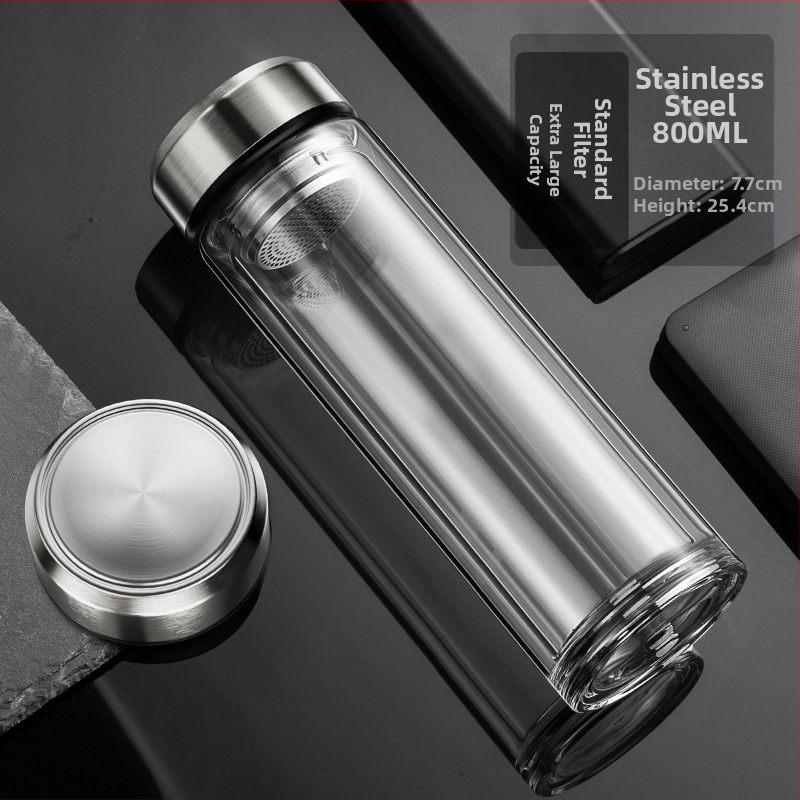 BK9K Nagykereskedelmi Okos Dupla Üveges Vízpohár Férfi Otthoni Kényelmes Teáspohár Nagy Kapacitású, Magas Hőmérsékletnek Ellenálló Tea